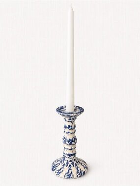 Blue and White Ceramic Taper Candle Holder - Home Accents